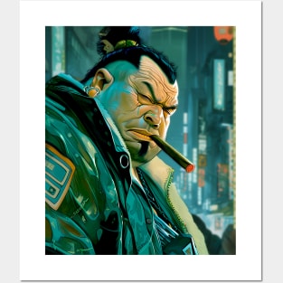 Puff Sumo 2: Smoking a Fat Cigar in a Dystopian City Scene Posters and Art